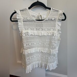 Elegant White Lace Ruffle Top